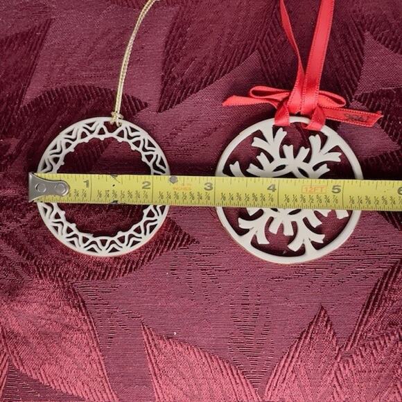 Lenox Porcelain Snowflake Ornament Silver Frost & Lenox Round Ornament Christmas - Picture 5 of 7